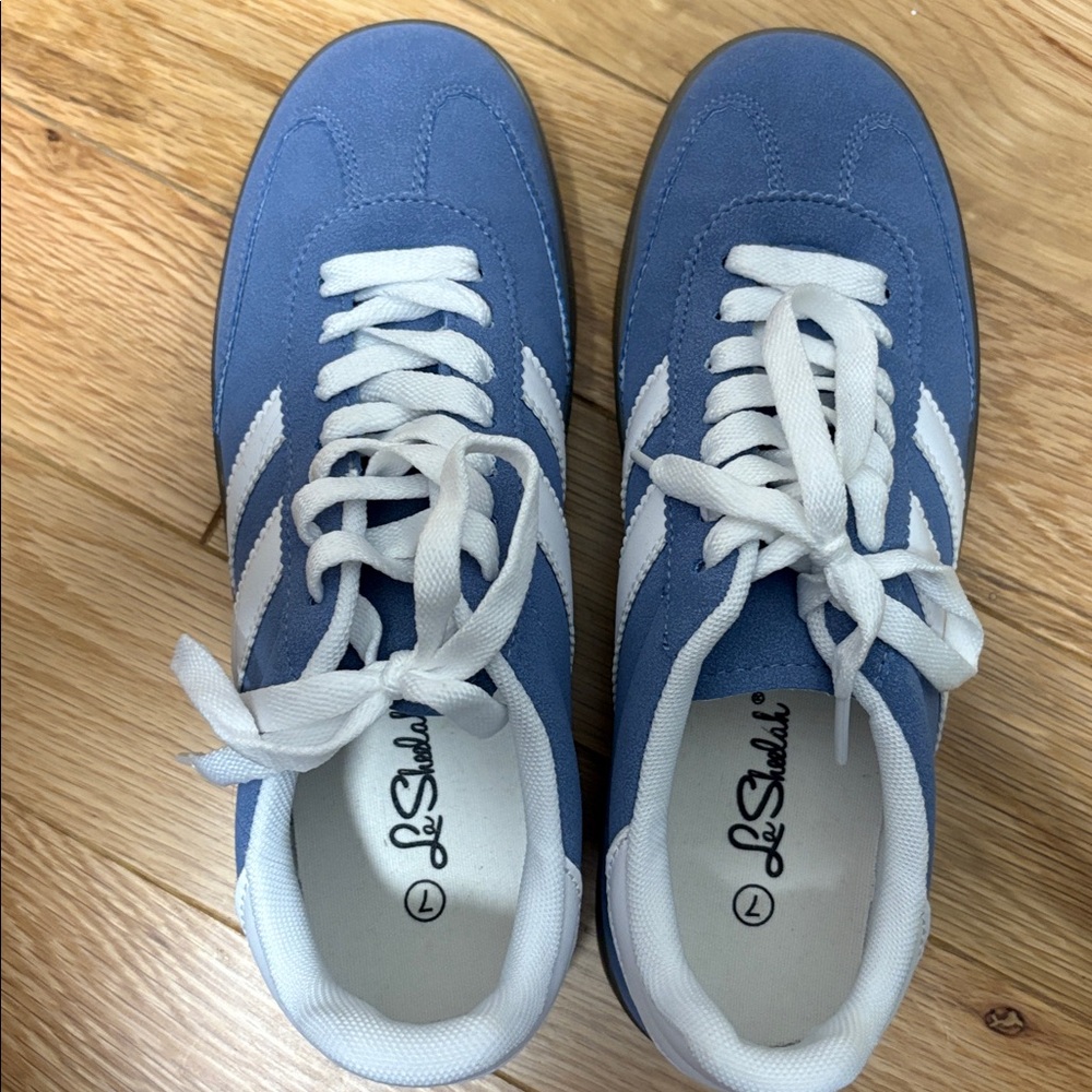 Blue and White Sneakers